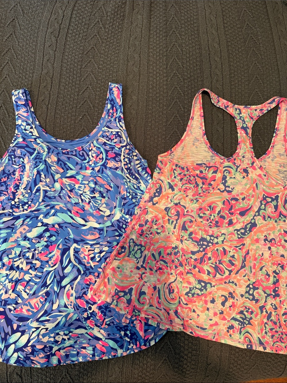 Lilly Pulitzer Pair of Printed Tank Tops - Blue & Coral Paisley